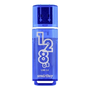 Флешка USB SmartBuy Glossy Dark Blue (SB128 GbGS-DB), 128Gb, USB 3.0, R/W 75/30, темно-синий