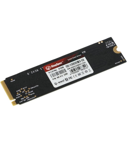 Накопитель SSD KingSpec NE-512, 512Gb, M.2 2280, PCIe 3.0 x4, NVMe, R/W 2400/1700