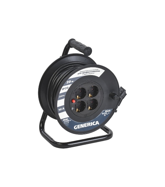 Катушка IEK GENERICA УК20 с т/з 4 места 2P+PE/20м 3х1,0 мм2 GENERICA