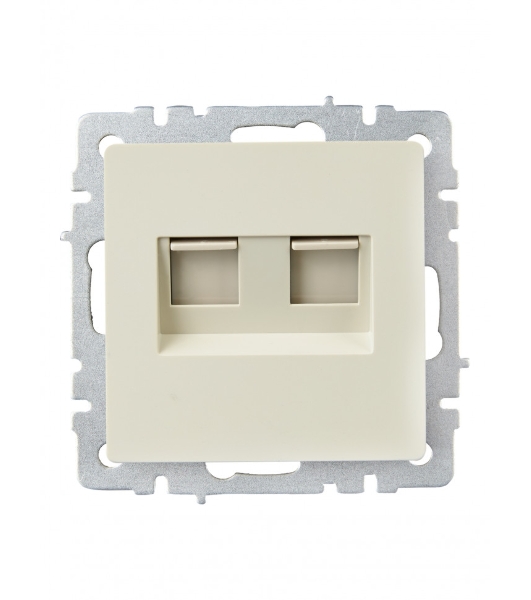 Розетка компьютерная двойная IEK BRITE РК10-2-БрКр (BR-K20-1-K10) СП RJ45 кат.5E бежевый