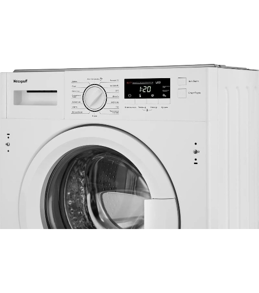 Стиральная машина встраиваемая Weissgauff WMI 6147 Inverter Steam белый, загрузка фронтальная 7 кг, 1400 об/мин, класс A+++