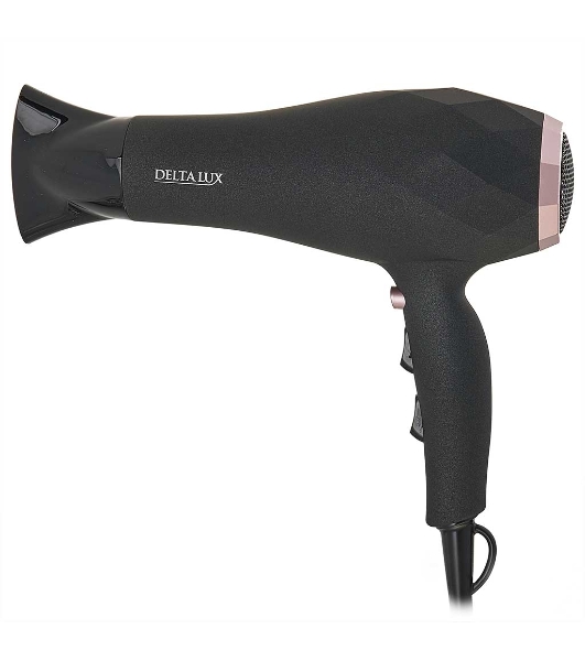 Фен DELTA LUX DL-0941 черный/розовый, 2200 Вт, ионизация