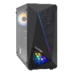 Компьютерный корпус Miditower ExeGate EVO-8225-EVO800 (ATX, БП EVO800RGb с вент. 12см, 2хUSB+1хUSB 3.0, черный, 2 вент. с RGb подсветкой и полоса на передней панели, боковая панель - закаленное стекло), фото 1