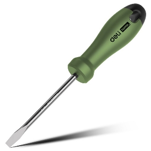 Отвертка шлицевая Home Series Green'; Deli HT1106L 6x150 мм Эксклюзивный дизайн. Рукоятка из высококачественного софттач пластика