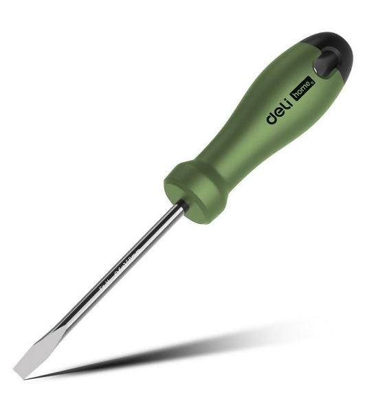 Отвертка шлицевая Home Series Green'; Deli HT1106L 6x150 мм Эксклюзивный дизайн. Рукоятка из высококачественного софттач пластика