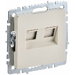 Розетка компьютерная двойная IEK BRITE РК10-2-БрКр (BR-K20-1-K10) СП RJ45 кат.5E бежевый, фото 1