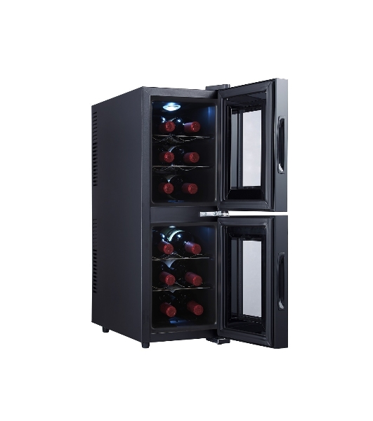 Винный шкаф CellarPrivate CP012-2Е черный, 32 л, 2 отсека, 12 бут.