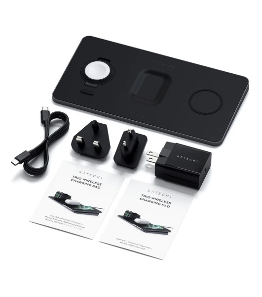 Беспроводное зарядное устройство Satechi ST-X3TWCPM Trio Wireless Charging Pad для телефона, часов и наушников серый космос