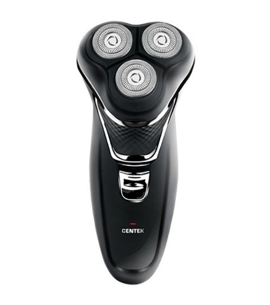 Электробритва Centek CT-2176 черный/хром ротор, 3 плавающие головки, аккумулятор + работа от сети, триммер