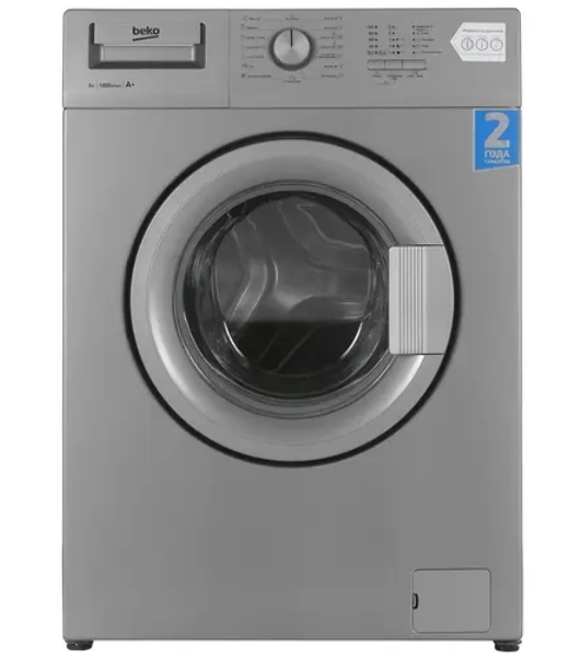 Стиральная машина Beko WRE 65P1 BSS серебристый, загрузка фронтальная 6 кг, 1000 об/мин., класс: А