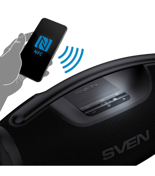 Портативная акустическая система SVEN PS-990, черный, 2.0, 2x90 Вт (RMS), IPx7, TWS, Bluetooth, USB, аккумулятор