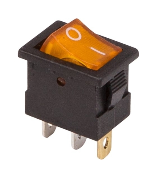 Выключатель клавишный Rexant 12V 15А (3с) ON-OFF желтый с подсветкой Mini