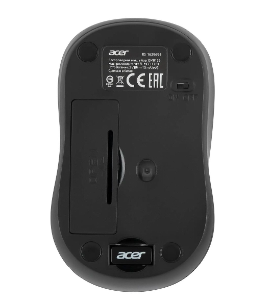 Мышь беспроводная Acer OMR136 красный, 1000 dpi, радиоканал, USB, кнопки - 3