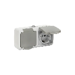 Розетка EKF Мурманск EFR16-129-30-54 2-местная 16А с заземлением с крышкой IP54 серый с защитными шторками, фото7
