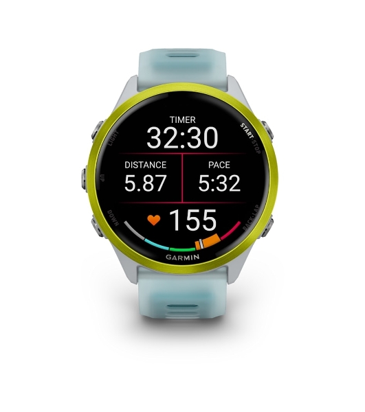 Умные часы Garmin Forerunner 970, 1.4' AMOLED, Wi-Fi, Bluetooth, NFC, 50м, белый / желтый / бирюзовый