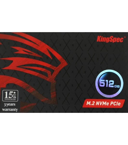 Накопитель SSD KingSpec NE-512, 512Gb, M.2 2280, PCIe 3.0 x4, NVMe, R/W 2400/1700