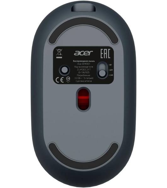 Мышь беспроводная Acer OMR301 черный, 1600 dpi, радиоканал, Bluetooth, USB, кнопки - 4