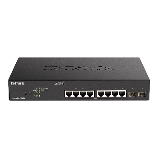 Коммутатор D-Link DGS-1100-10MPV2/A3A, 8×1 Гбит/с + 2×1 Гбит/с SFP, настраиваемый