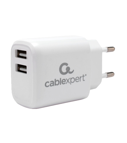 Сетевое зарядное устройство Cablexpert MP3A-PC-58, 10.5Вт, 2.1А, 2хUSB, белый, пакет