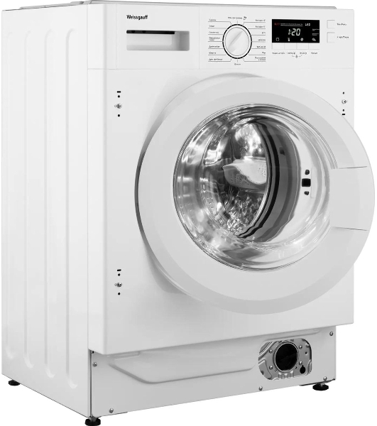 Стиральная машина встраиваемая Weissgauff WMI 6147 Inverter Steam белый, загрузка фронтальная 7 кг, 1400 об/мин, класс A+++
