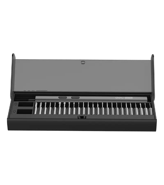 Отвертка аккумуляторная прецизионная Deli DY-DP04-1B1, черный (3,7В, 260мА*ч, 0,2/3Нм, 200об/мин, Type-C, набор бит 25 шт, кейс)