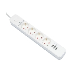 Сетевой фильтр Гарнизон 2.0 Мультипорт EPS-4-U3-W-2, 4 р, 10А, 3xUSB, 2 м, ур.защиты 2+, белый, пакет, фото 1
