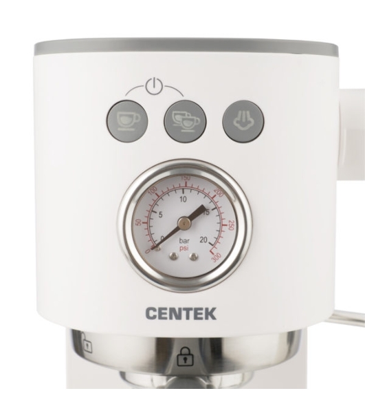 Кофеварка рожковая Centek CT-1168 белый, исп. кофе - молотый, 1.2 л, 1350 Вт, 20 бар