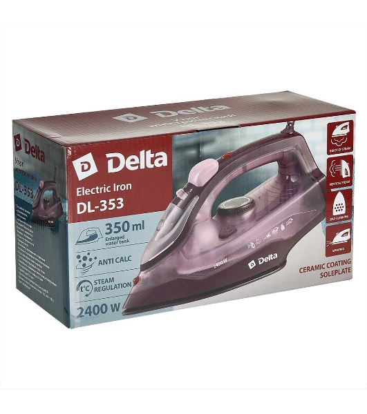 Утюг Delta DL-353 коричневый, 2400 Вт, 28 г/мин, 135 г/мин, 350 мл