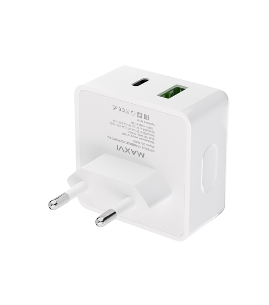 Сетевое зарядное устройство Maxvi CHL-603PD Type-C\USB 30W 6A (3A+3A) PD QC3.0, белый