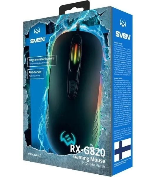 Мышь проводная SVEN RX-G820 черный, 4800 dpi, USB, кнопки - 6