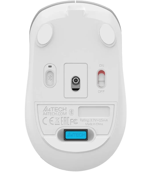 Мышь беспроводная A4Tech Fstyler FB26CS Air2 серебристый/белый, 2000 dpi, радиоканал, Bluetooth, USB, кнопки - 4
