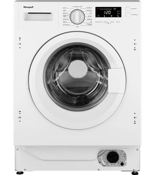 Стиральная машина встраиваемая Weissgauff WMI 6147 Inverter Steam белый, загрузка фронтальная 7 кг, 1400 об/мин, класс A+++