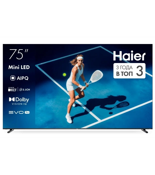 Телевизор Haier 75' DH1ZX8E00RU M7 черный MiniLED 4K UHD 144Hz Smart TV Android 4GB/64GB