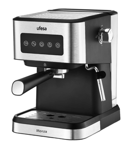 Кофеварка рожковая Ufesa MONZA черный/серебристый, исп. кофе - молотый, 1.5 л, 1050 Вт, 20 бар