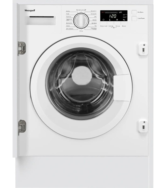 Стиральная машина встраиваемая Weissgauff WMI 6147 Inverter Steam белый, загрузка фронтальная 7 кг, 1400 об/мин, класс A+++