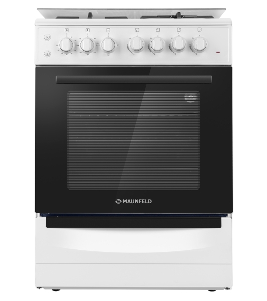 Плита комбинированная Maunfeld MGC60ECW04 белый, газовых конфорок 4 шт, духовка электрическая 65 л, 60 см x 88 см x 65 см