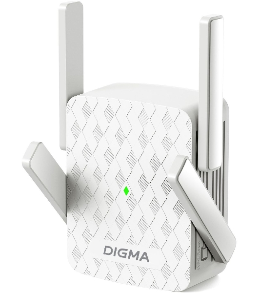 Повторитель беспроводного сигнала Digma D-WR400 AC1200 10/100BASE-TX/Wi-Fi белый