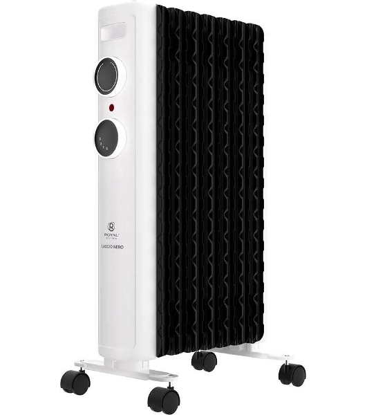 Обогреватель масляный Royal Clima Laggio Nero ROR-LN7-1500M, с терморегулятором, 1500Вт, 6 секций, 3 режима, белый/серый