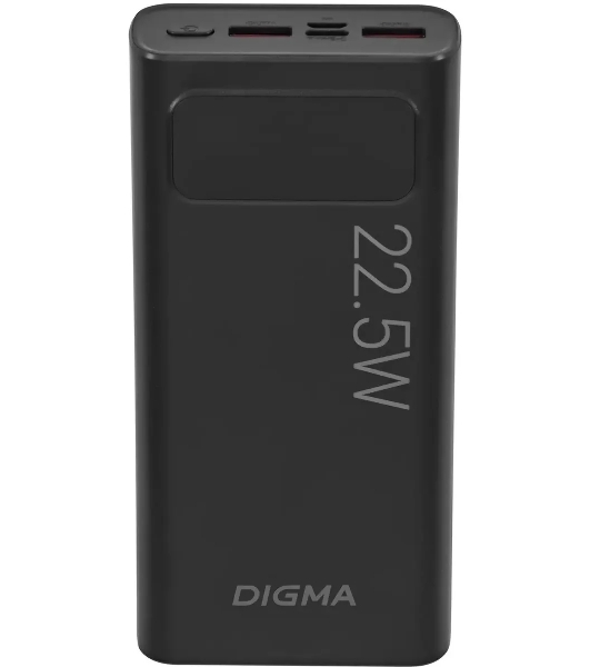 Портативный аккумулятор Digma DGPF20A 20000mAh QC3.0/PD3.0 22.5W 3A 2xUSB-A/USB-C черный