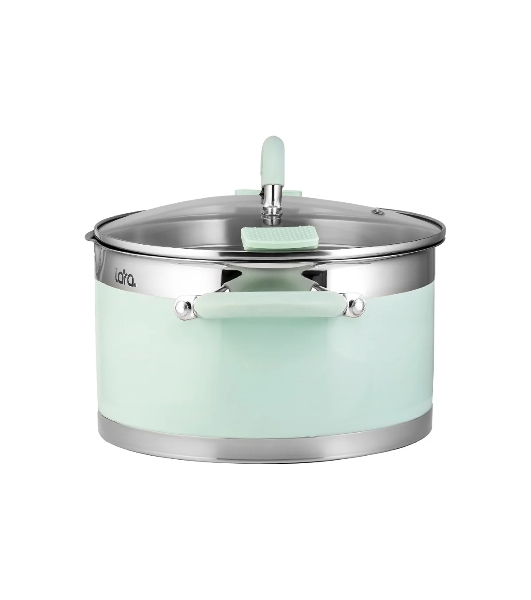 Кастрюля Lara LR02-542 MINT 20x11см, 3,3 л, носик, индукционное дно, крышка с бортом, полипропилен, силикон, нержавеющая сталь