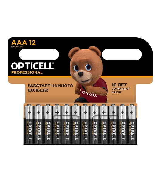 Элемент питания алкалиновый AAA/LR03 (блист. 12шт) Professional Opticell 5052006