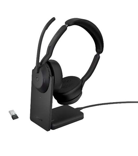 Гарнитура Jabra Evolve2 55 чёрный, беспроводная, Bluetooth, до 18 ч + стойка