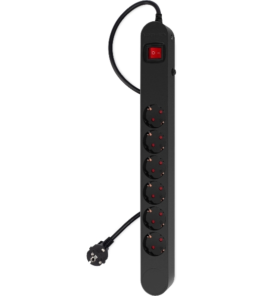 Сетевой фильтр Ippon NF-EU-3-16 3 м, 6 розеток, черный, коробка