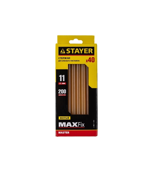 Стержни для клей-пистолетов STAYER 2-06821-Y-S4011х200мм 40шт. желтый по бумаге и дереву