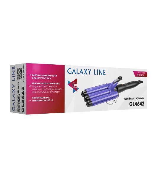 Щипцы для завивки волос Galaxy Line GL 4642 черный/фиолетовый, 25 мм, 200 °C, 1 режим