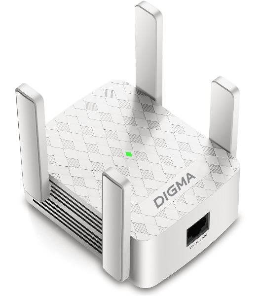 Повторитель беспроводного сигнала Digma D-WR400 AC1200 10/100BASE-TX/Wi-Fi белый