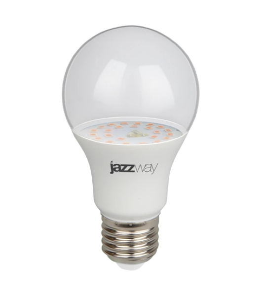 Лампа светодиодная JazzWay PPG A60 Agro 9Вт грушевидная прозрачная E27 IP20 для растений clear