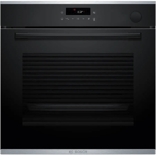 Встраиваемый духовой шкаф Bosch HRG232EB3 Serie 4 с добавлением пара Bosch, Auto Pilot 15, объем 71 л, 8 режимов нагрева, 3D Hotair, Soft move door,телескопические направляющие 1уровень,гидролиз+каталитическая очистка задней стенки,сенсорное управление,черный+профиль из нержавеющей стали