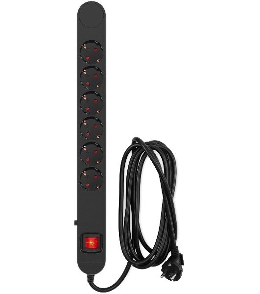 Сетевой фильтр Ippon NF-EU-3-16 3 м, 6 розеток, черный, коробка