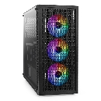 Компьютерный корпус Miditower ExeGate EVO-5001A-450NPX (ATX, БП 450NPX с вент. 12 см, 2хUSB+1хUSB 3.0+HD Audio, черный, 3 вент.12см с RGb подсветкой, боковая панель - закаленное стекло), фото 1